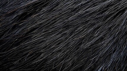 Fototapeta premium Closeup view of a soft, black feather showing intricate texture and detail