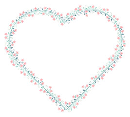 Yellow Peach And Green Love Heart Wreath Border Frame With Cherry Blossoms