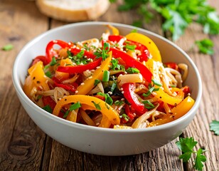 Colorful vegetable stir-fry in a bowl