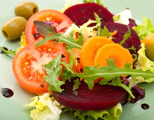 Colorful vegetable salad platter
