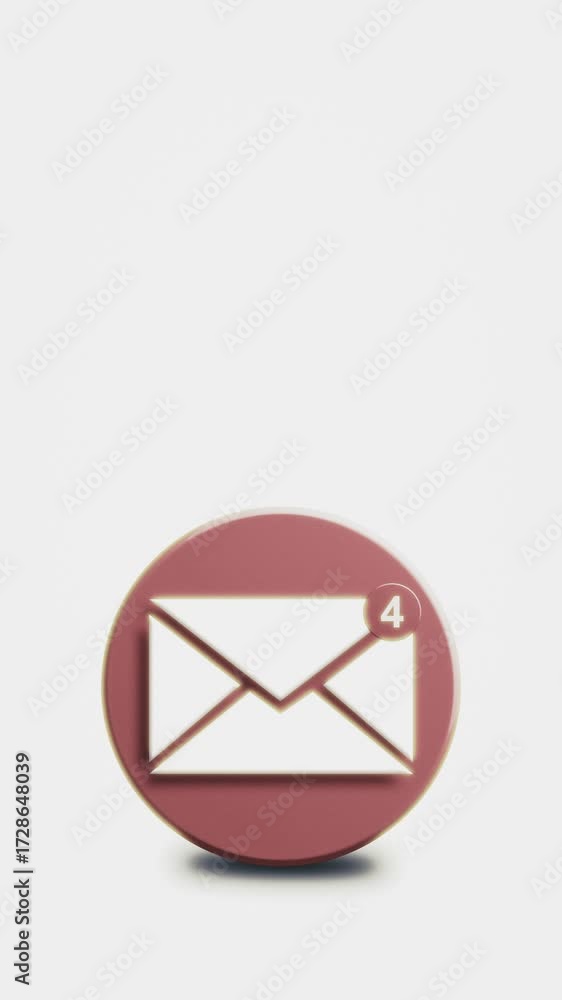 Wall mural a looping 3d icon of a mail envelope with an animated red notification badge. this motion graphic re