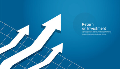 business growth arrow raise up concept to success. Finance vision stretching rising up. banner flat style vector illustration. Return on investment ROI. currency chart increase. stock and investment