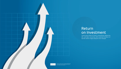 business growth arrow raise up concept to success. Finance vision stretching rising up. banner flat style vector illustration. Return on investment ROI. currency chart increase. stock and investment
