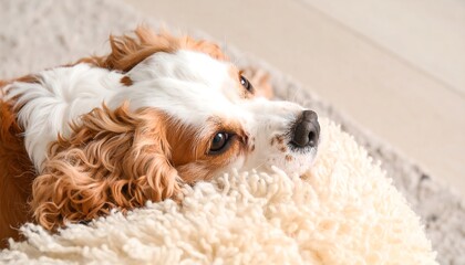 Cozy Cavalier King Charles Spaniel resting