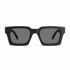 Fototapeta premium Stylish black sunglasses with dark lenses on a white background.