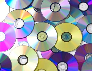 Colorful CDs piled high