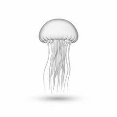 Transparent Jellyfish Isolated on White Background with Shadow.