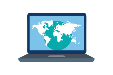 laptop with world map