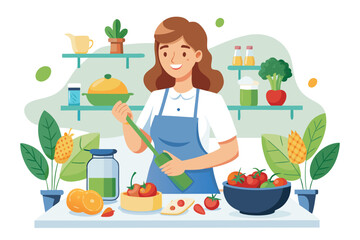 woman cooking vegetables