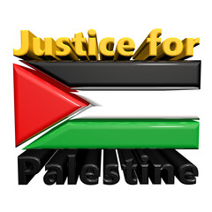 Justice for palestine flag with text
