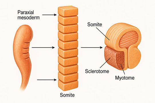 Embryonic Development: Paraxial Mesoderm Differentiation into Somites, Sclerotome, and Myotome