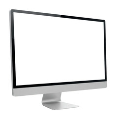Modern silver desktop computer monitor isolated on transparent background
