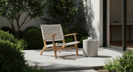 Outdoor Relaxation - Modern Chair and Side Table.