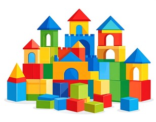 Colorful wooden block castle