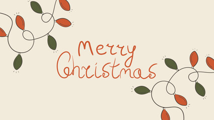 Doodle vintage Merry Christmas greeting card. Ink sketch style banner. Retro vector illustration.