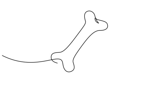 Self drawing line animation Dog Bone continuous one single line drawing. Full length animation