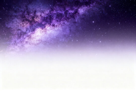 Starry night sky with purple nebula and glowing stars against a gradient background