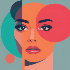 Woman's Face with Geometric Shapes