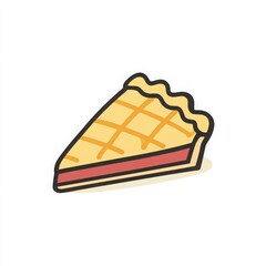 A slice of crostata pie minimalist illustration of a latticetopped dessert in a simple, flat design with warm colors