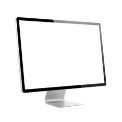Modern silver desktop computer monitor isolated on transparent background
