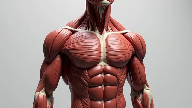 Anatomical illustration showcasing the complex network of human muscles and tendons
