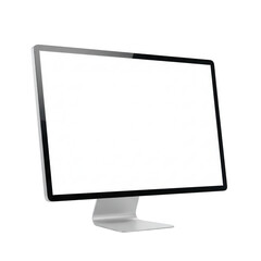 Modern silver desktop computer monitor isolated on transparent background