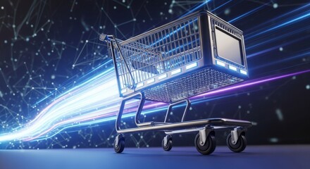 High Speed Digital Shopping Cart in Motion.