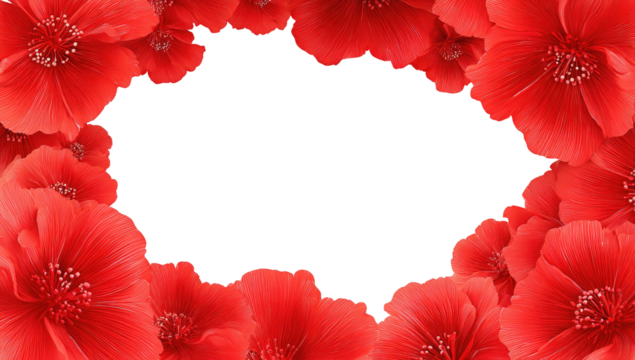 Red flowers frame a black hole