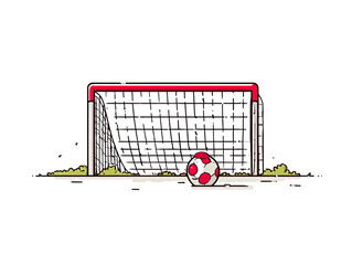 Soccer goal with ball.  Simple cartoon style