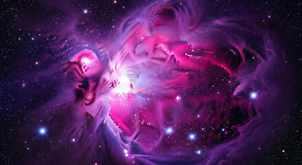 Cosmic Dance of Energy: Red Nebula with Electric Blue Plasma Trails
A stunning, high-resolution astronomical image of a vibrant red emission nebula engulfed in glowing gas and dust