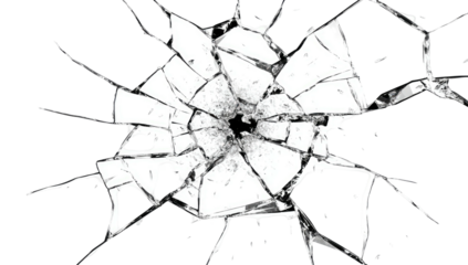 Shattered glass, radial cracks