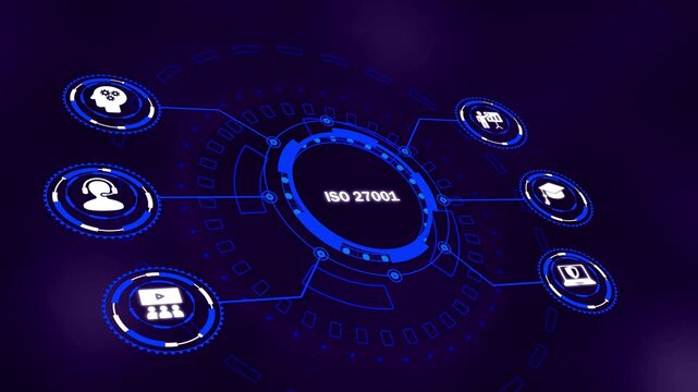 Business, technology, internet and network concept. ISO 27001 information security management, risk and compliance, audit and controls, corporate governance