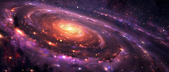 Breathtaking spiral galaxy featuring radiant cosmic dust clouds and luminous stars creating a