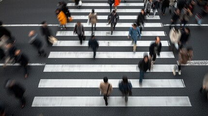 Busy city intersection filled with pedestrians crossing the street during the day