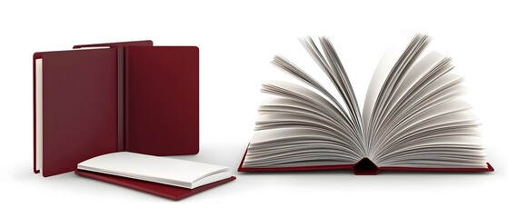 Burgundy Hardcover Book Mockup Open and Closed