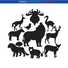 Animal Silhouette Collection – Wildlife, Pets, Birds, and Marine Creatures