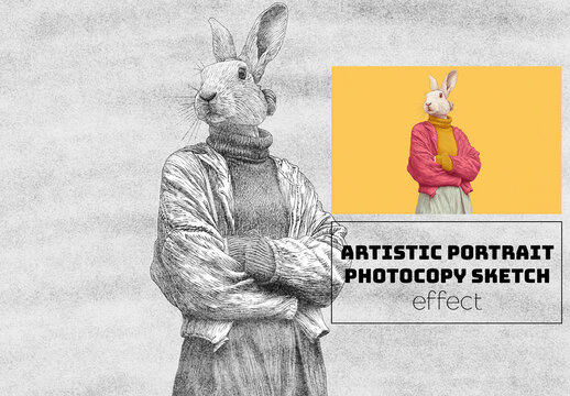 Artistic portrait with photocopy sketch effect