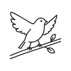 A clean, outline-style illustration of a bird perched on a branch.