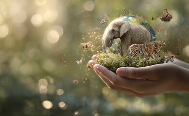 Hands gently cradling the Earth symbolizing global conservation efforts and a commitment to protecting our planet's precious natural heritage for future generations.