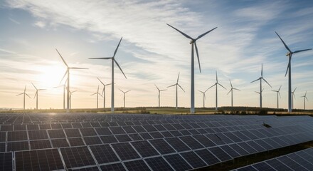 Renewable Energy Sources, Wind Turbines and Solar Panels.