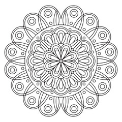 Abstract mandala art design black and white decorative background illustration

