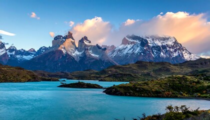 Majestic mountain lake sunrise