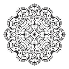 Abstract mandala art design black and white decorative background illustration
