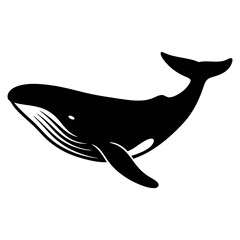 Whale illustration vector graphic, marine mammal clipart, ocean animal silhouette, sea life icon art