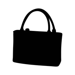 Black silhouette handbag tote bag fashion accessory stylish purse shopping bag design element vector