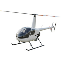White single engine helicopter isolated on transparent background