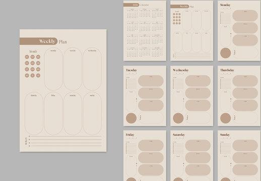 Minimal Nude Weekly Planner