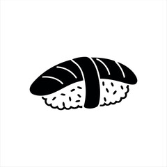 Minimal nigiri sushi icon with chopsticks. A modern design ideal for restaurant menus, food apps, or Japanese cuisine graphics