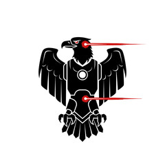 Eagle robot with laser beams coming from eyes and chest.