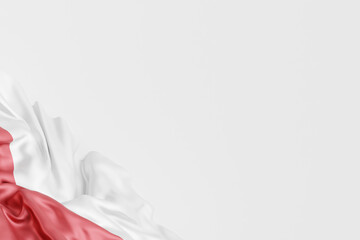 red white waving flag of Indonesia with copy space background. 3D rendering illustration
